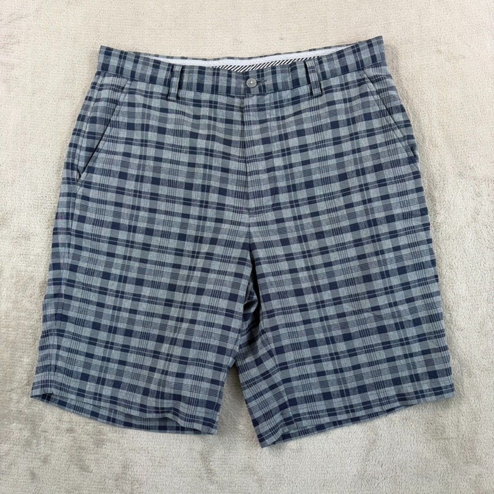 FootJoy Performance Golf Shorts in Navy Grey Plaid Men 34 Stretch Preppy